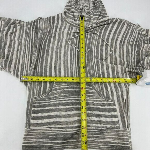 Hang Ten Gray and White Striped Sheer Cotton Beach Cover Hoodie Women's Size L - Picture 5 of 8